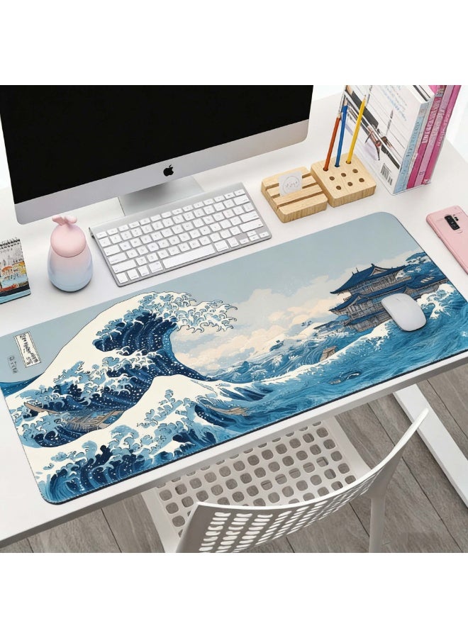 San Yi Mouse Pad XL - 80x30cm Large Mouse Mat with Anti-Slip Rubber Base for Keyboard and Mouse, for Home and Office（Sea waves pattern） - Image 4